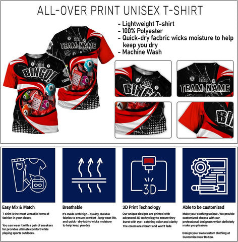Custom Bingo Shirts for Women Bingo Lover Casino Players T-Shirt Funny Bingo Shirts Gifts Funny Bingo Player Game Lover Gift