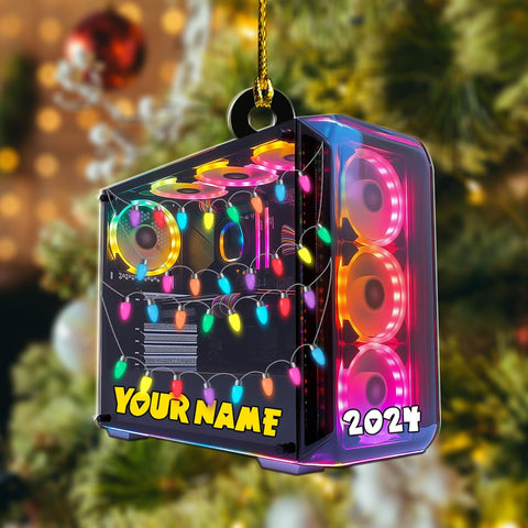 Podagree Personalized Name PC Computer Ornament Christmas, Shape Flat Christmas Ornament for Gamer, Gaming Gamer Christmas Ornament Gift for Boys, PC Game Player Decoration with Custom Name (CP7)