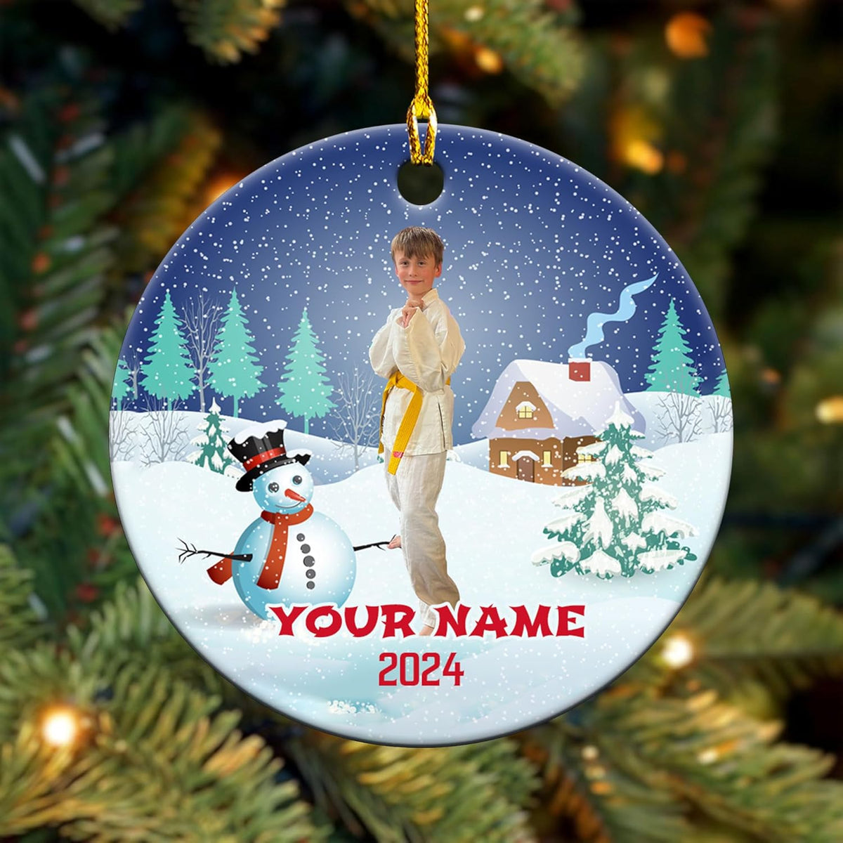 MAPrints Personalized Taekwondo Ceramic Ornament, 2024 Christmas Ornament Gifts, Custom Taekwondo Ornament Christmas Tree Decor, Karate Taekwondo Black Belt Ornament, Martial Arts Gift (TWD 6)