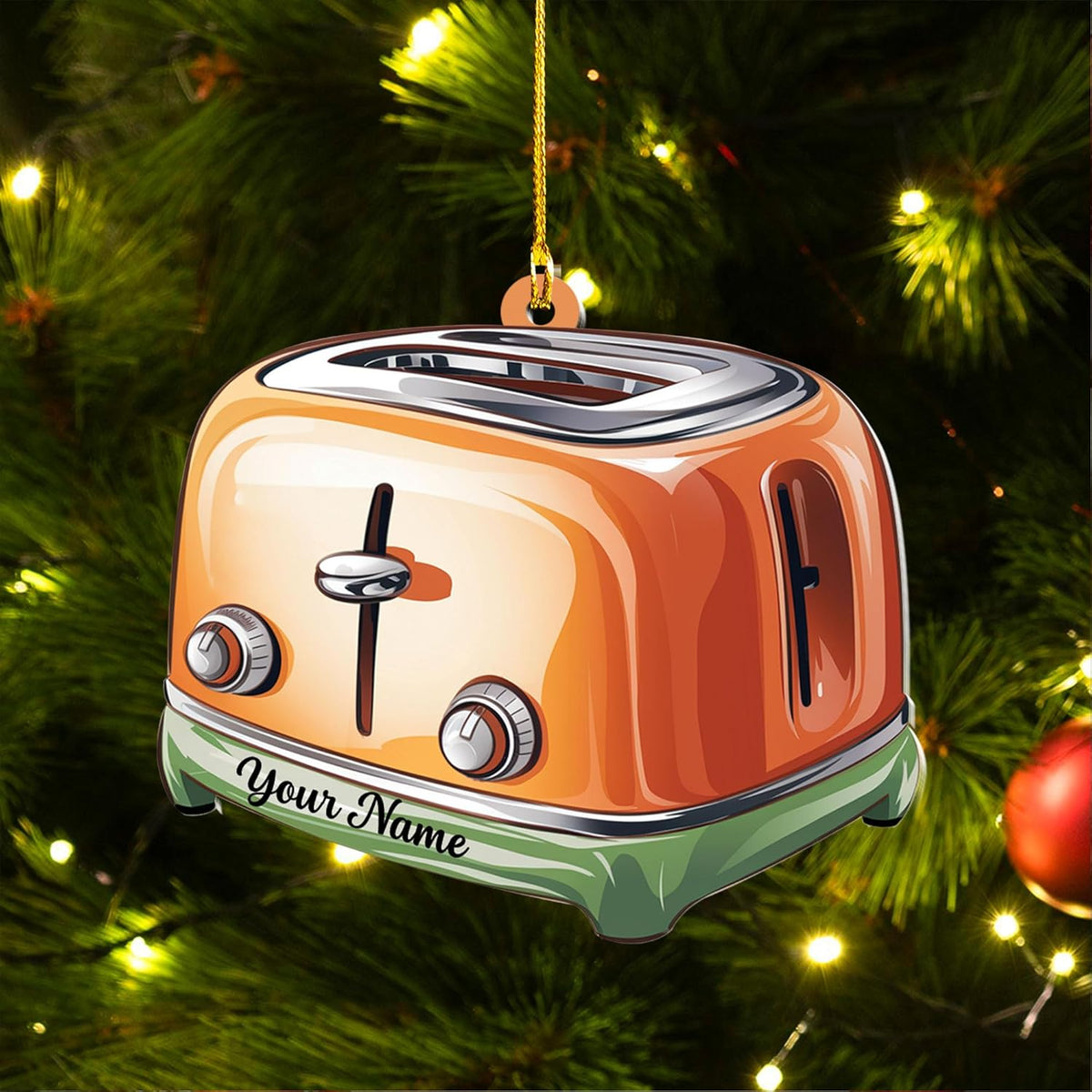 Personalized Toaster Christmas Ornament, Christmas Tree Decor, Loved Kitchen Toaster Ornament, Christmas Hanging Ornament Gift (Acrylic, Style 3)