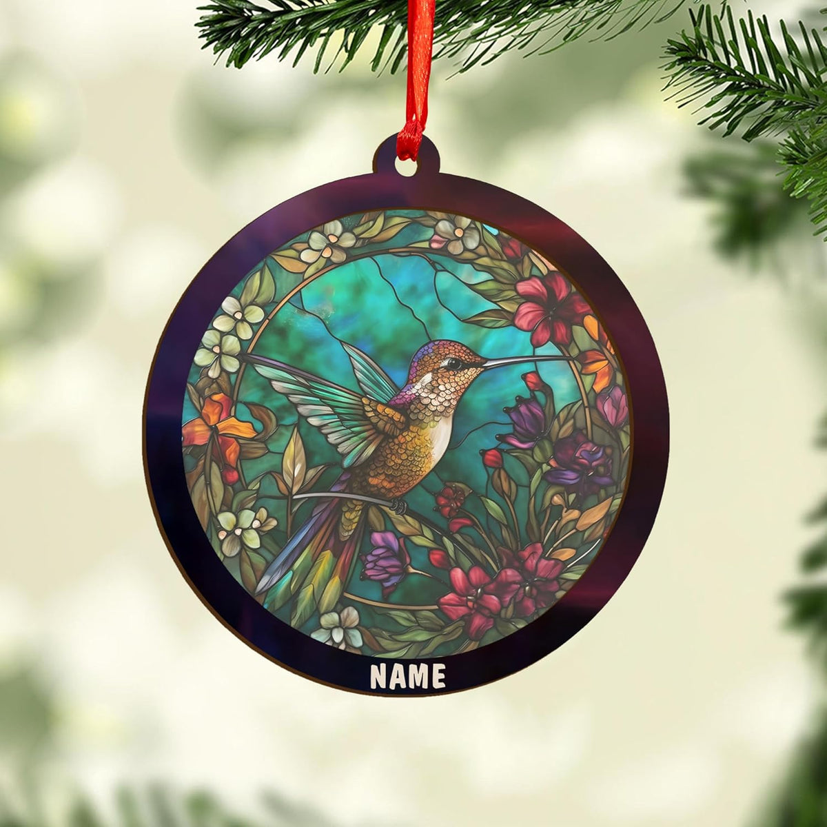 MAPrints Personalized Hummingbird Ornaments for Christmas Tree 2024, Hummingbird Christmas 2024 Ornament, Bird Suncatcher Wood Acrylic Ornament, Gifts for Bird Lovers (Bird 2)