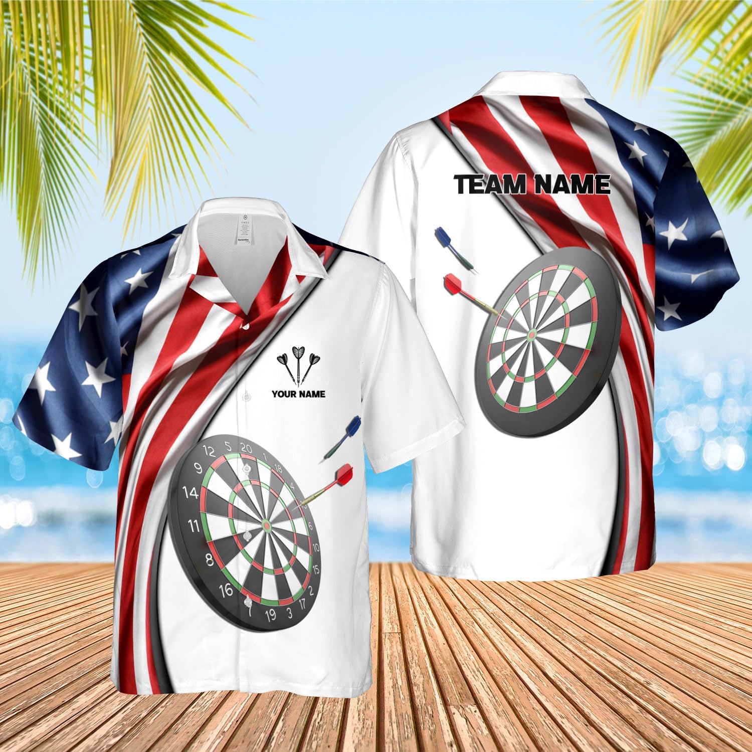 Generic Personalized Dart Hawai Shirt - Men's Unisex-Adults Hawaiian Dart Team League Hawaiian Shirt - Short Sleeve Button Down - Multi, Large
