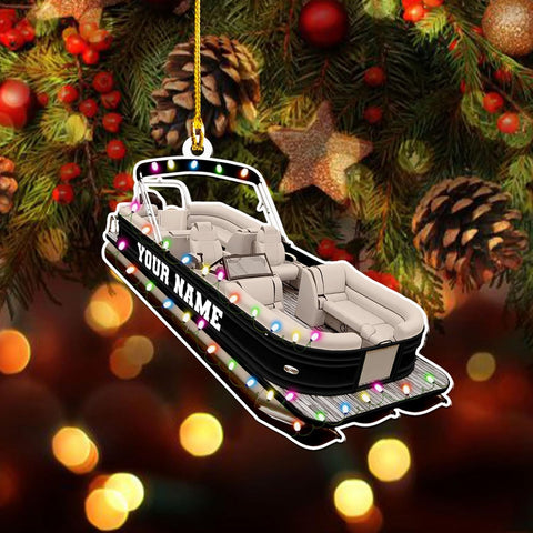 Personalized Pontoon Boat Christmas Ornament, Pontoon Car Ornament, Gift for Bowriders, Wake Boats,Pontoon Lover Gift (Pontoon 26)