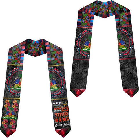 Pretyprints Haitians Graduation Sash, Haiti Graduation Stole Custom, Personalized Haitians American Flag Graduation Sash 2025