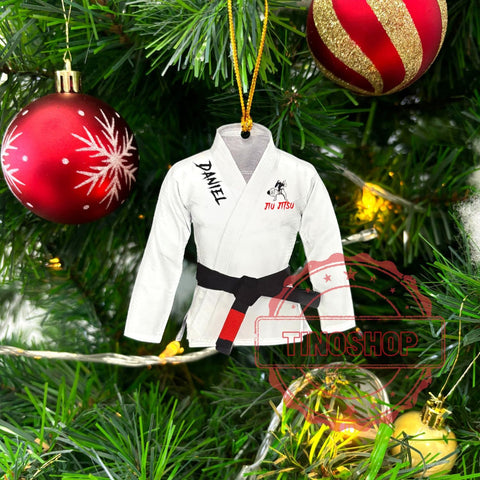 Tinoshop Personalized Jiu Jitsu Ornament Gift for Christmas 2024 Men Women Team Jiu Jitsu, Brazilian Jiu Jitsu Ornaments Xmas, Customized Name Flat Acrylic Ornament Gifts for Jiu Jitsu Lover (ON63)