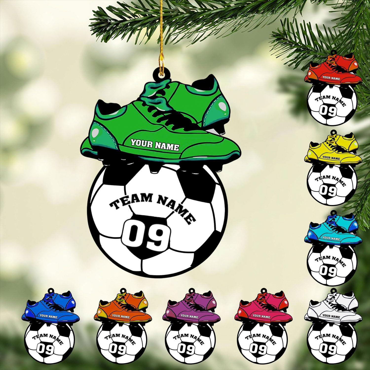 mostprints Personalized Soccer Christmas Ornament, Soccer Ornament for Boys, Soccer Team Ornaments, Gifts for The Soccer Player, Soccer Player Ornament, Soccer Gift Tree Hanging (SC3)