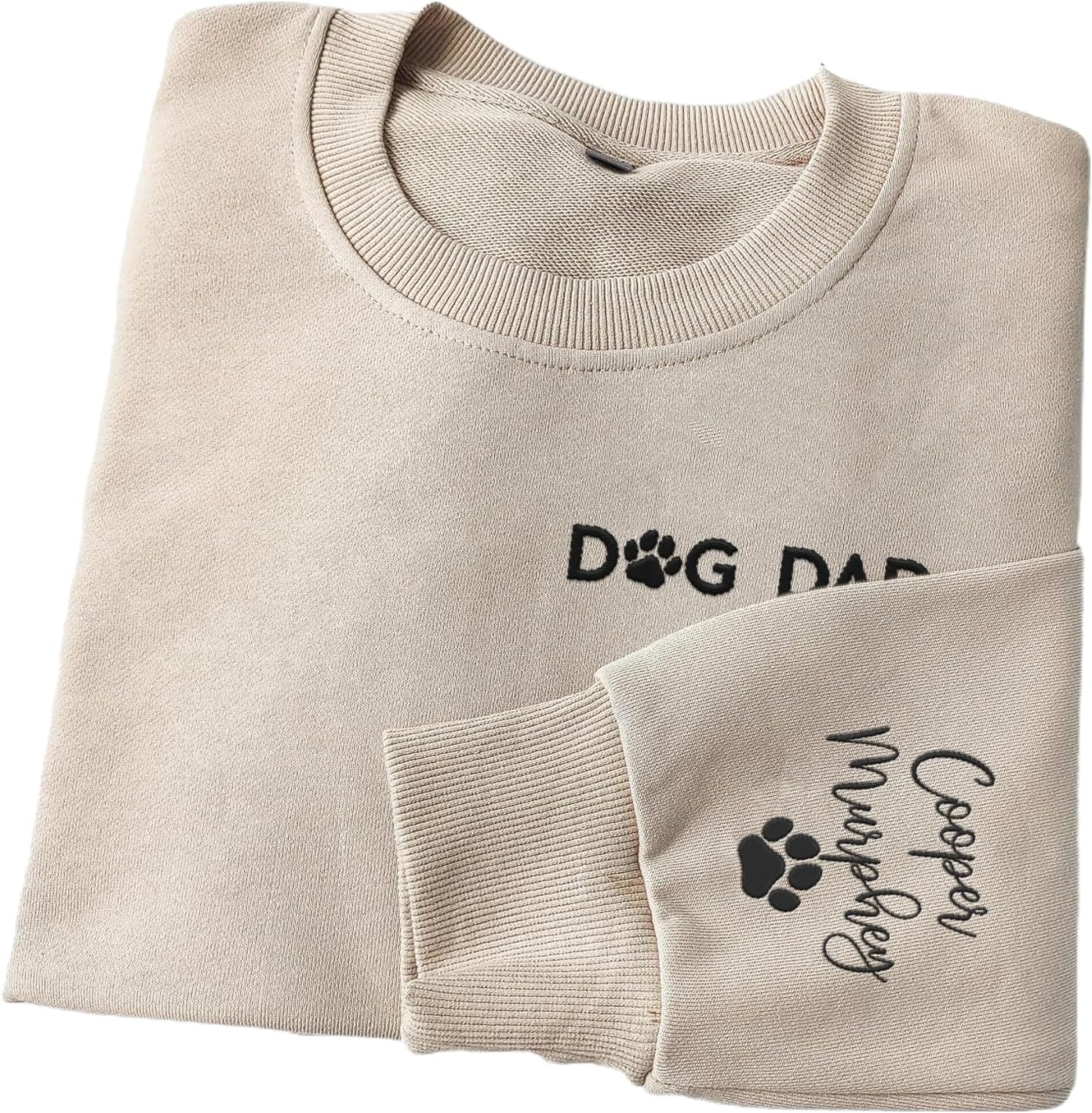 Personalized Embroidered Dog Dad Crewneck Sweatshirt, Custom Dog Dad Shirt Gift for Men (Cotton + Polyester, SS2)