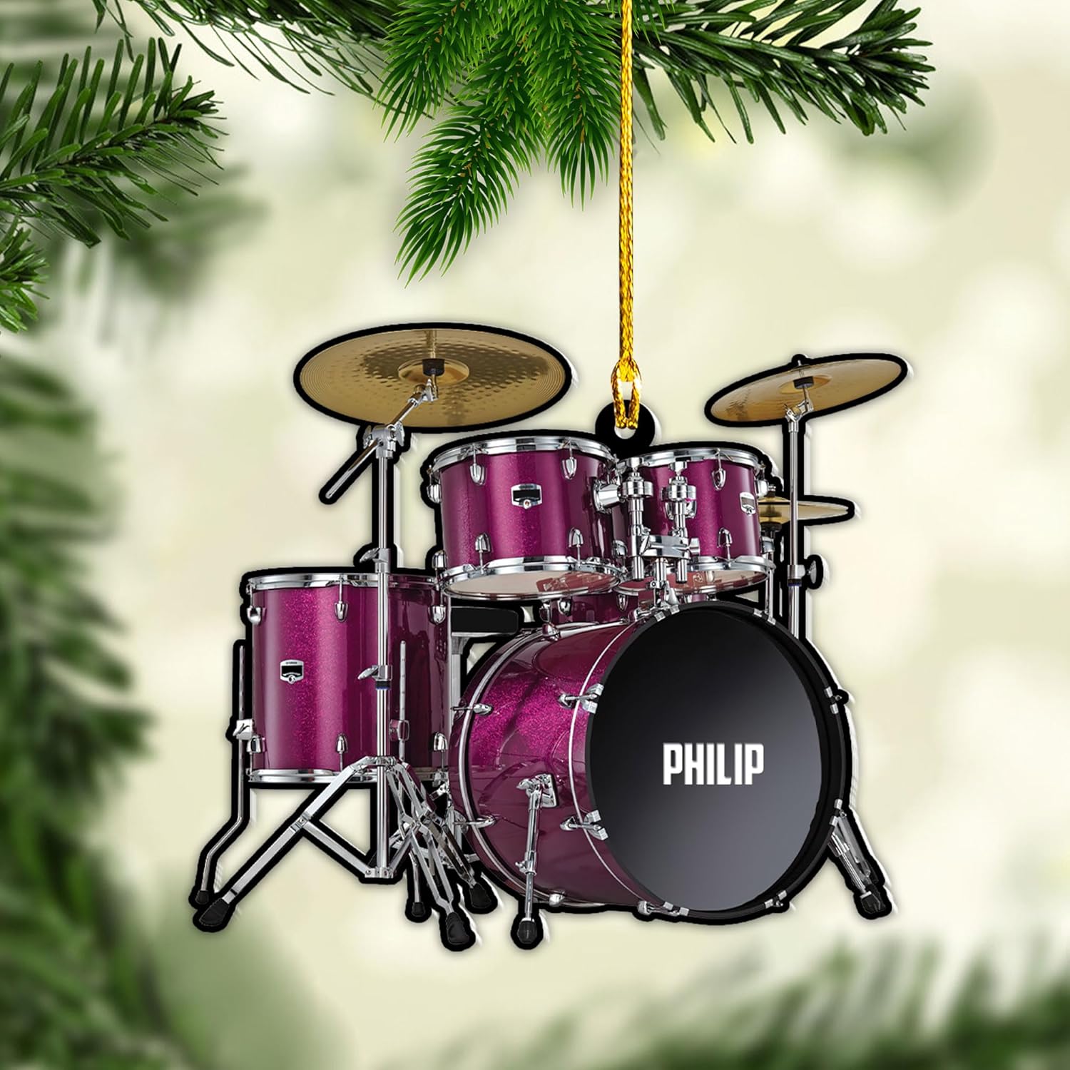 Parvii Personalized Drum Acrylic Ornament, Drum Christmas Ornament, Drums Ornament, Drum Ornaments for Christmas Tree, Gift for Drummer, Drum Players, Christmas Decorations Ornaments (Drum 1)