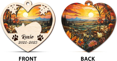 MAPrints Personalized Cat Christmas Ornaments, Cat First Christmas Suncatcher Wood Ornaments, Gifts for Cat Lovers, Cat Memorial Ornament, Forever Loved Cat Keepsake, Cat Loss Gifts (CAT 13)