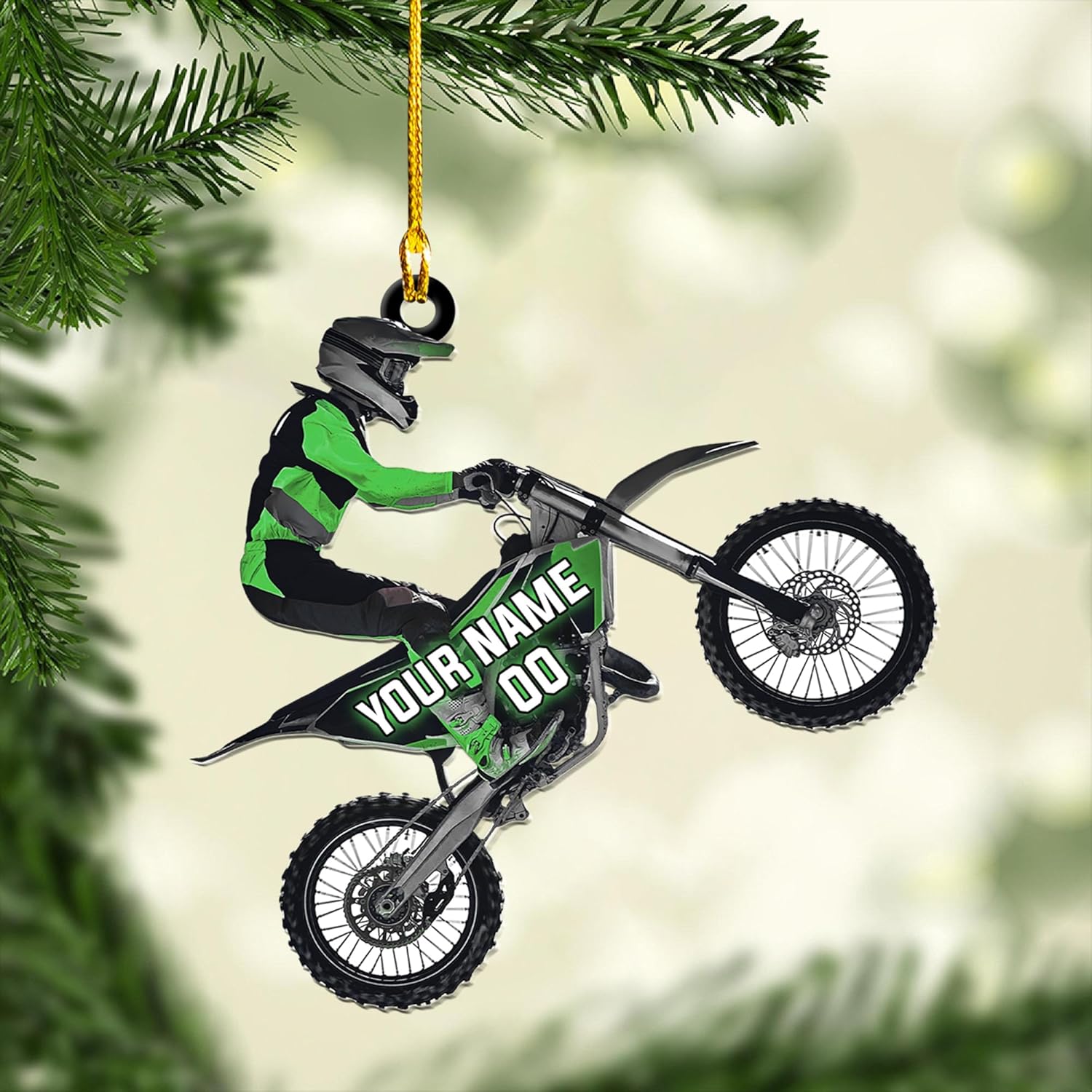 Riveprints Personalized Dirt Bike Acrylic Ornament Custom Motocross Men Ornament, Motorcycle Ornament, Bike Christmas Ornament, Batcycle Ornament, Gift for Racing Lover, Rider Gifts (ON95)