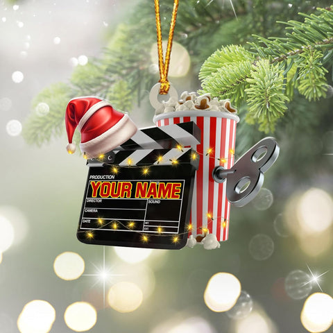 AOVL Personalized Film Clapboard Ornament Movie Clapper Christmas Ornaments Film Clapboard Ornament Film Clapper Ornament Director Clapboard Christmas Ornament Movie Clapperboard Theater (FilmH1)