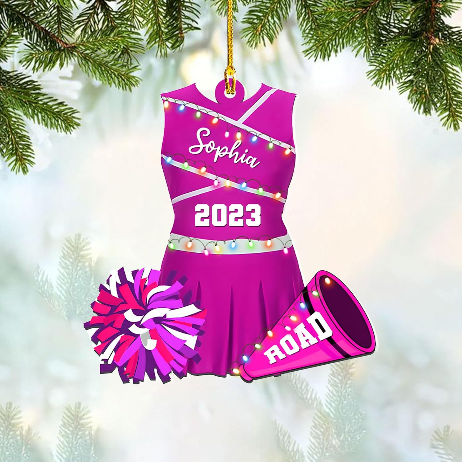 RoyalBro Personalized Cheerleader Christmas Ornament 2023, Cheer Girl Dancer with Pompom, Cheerleading Lovers Ornaments Cheerleading Ornament Gift Cheer Cheerleader Ornaments Xmas (C4)