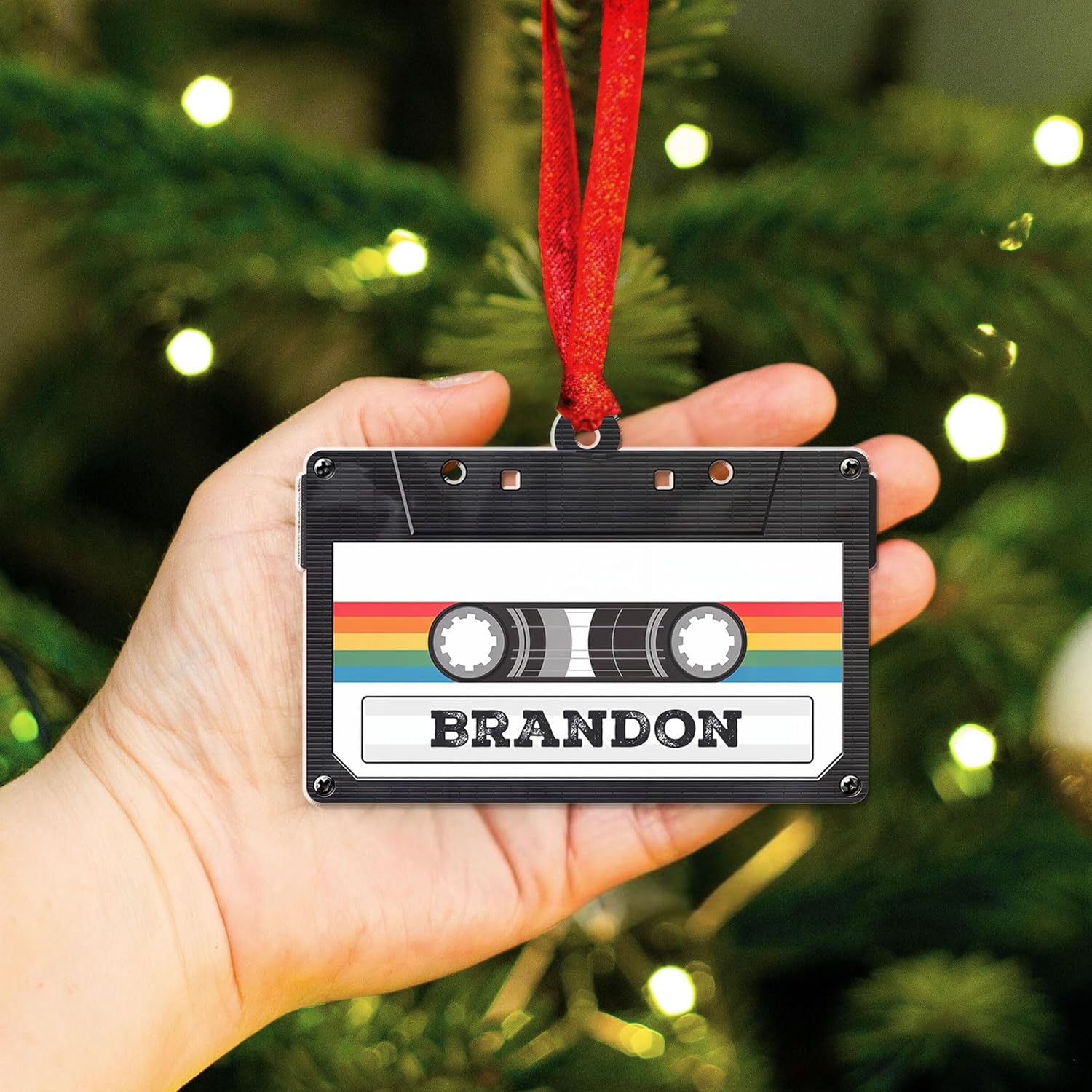 AOVL Custom Cassette Ornament Cassette Tape Unique Christmas Ornaments Cassette Case Christmas Ornament Cassette Tape Ornaments for Christmas Cassette Gift Xmas (CSS4)