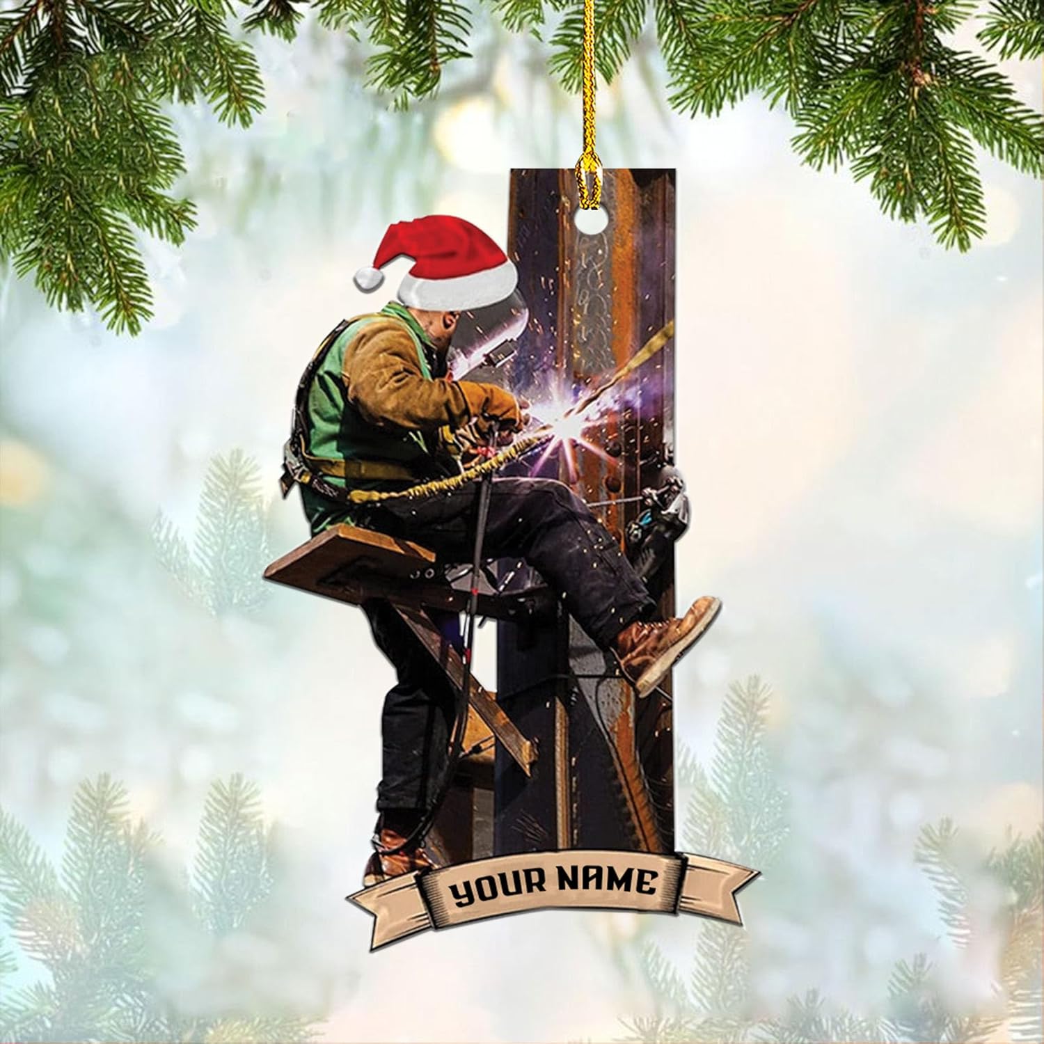 HomeDesign Personalized Welder Ornament, Custom Welder Ornaments Welding Ornaments Flat Two Sided Hanging Plastic Ornaments Welder Gift Christmas Ornament Hanging Decorations Ornament (WD8)