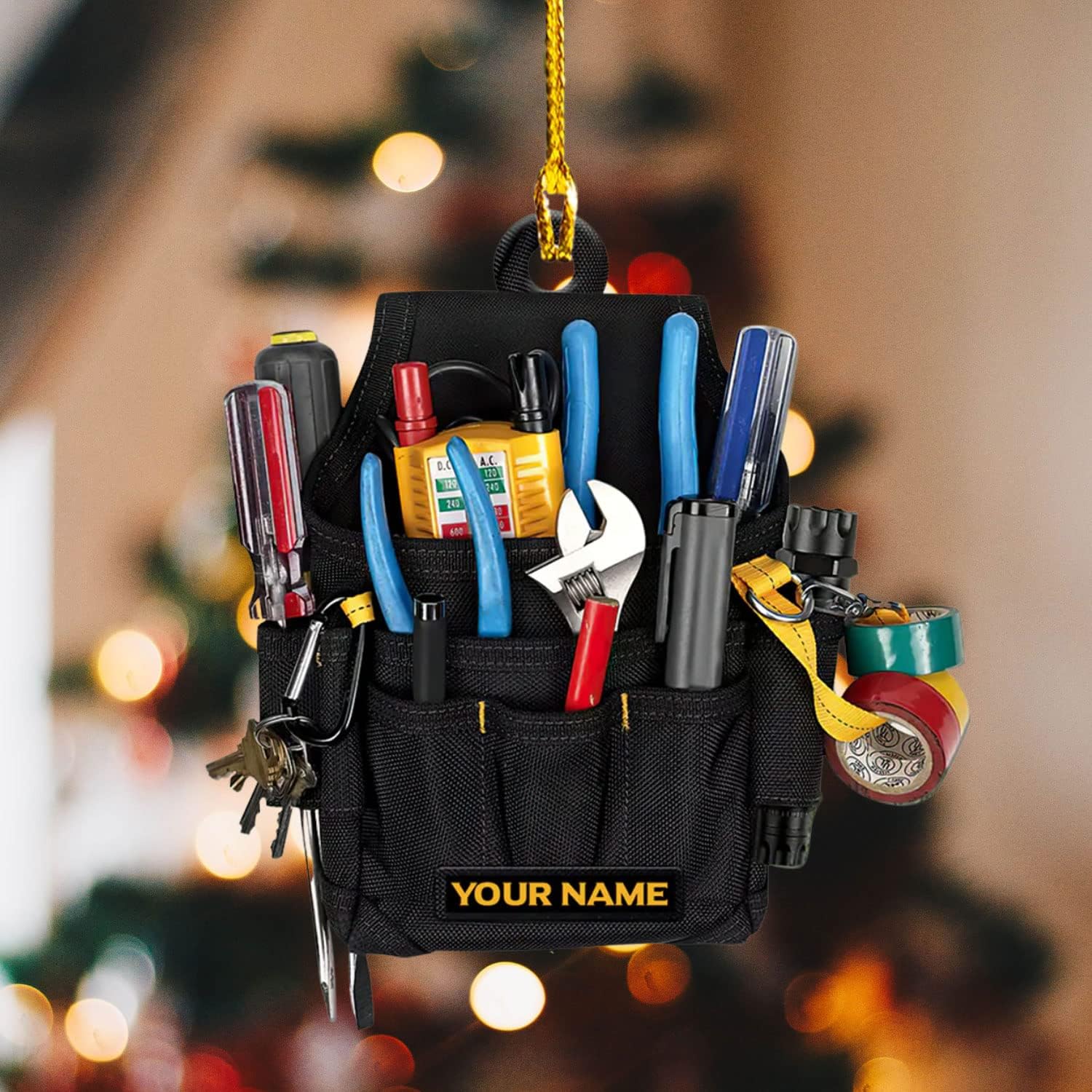 HomeDesign Personalized Electrician Ornament Lineman CSO for Electrician Ornaments, Electrician Gifts Ornament Christmas Decor 2 Sides Plastic Flat Ornament (Style 3)