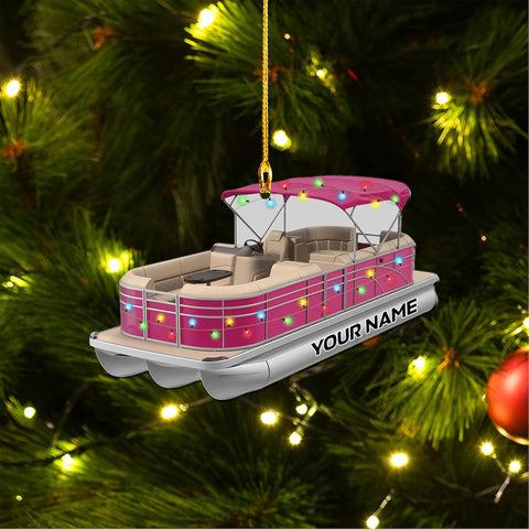 Personalized Pontoon Boat Christmas Ornament, Pontoon Car Ornament, Gift for Bowriders, Wake Boats,Pontoon Lover Gift (Pontoon 24)
