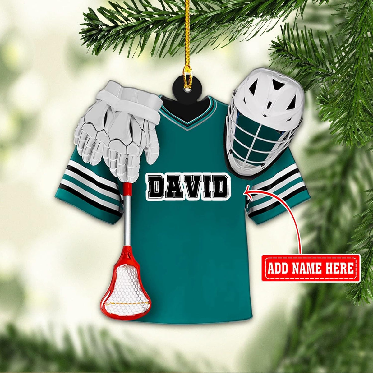 Artparel Custom Lacrosse Uniform Ornaments 2024 Lacrosse Gloves and Stick Acrylic Ornament Lacrosse Player Ornament Gifts for Lacrosse Lovers Lacrosse Sport Gifts (LC8)