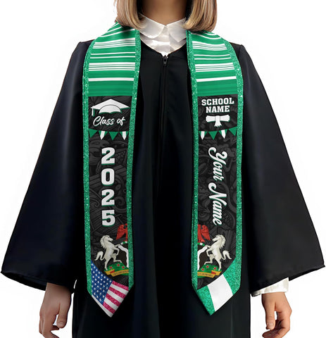 Pretyprints Custom Nigerian Graduation Sash Nigeria Graduation Stole Personalized Nigerian American Flag Graduation Sash 2025