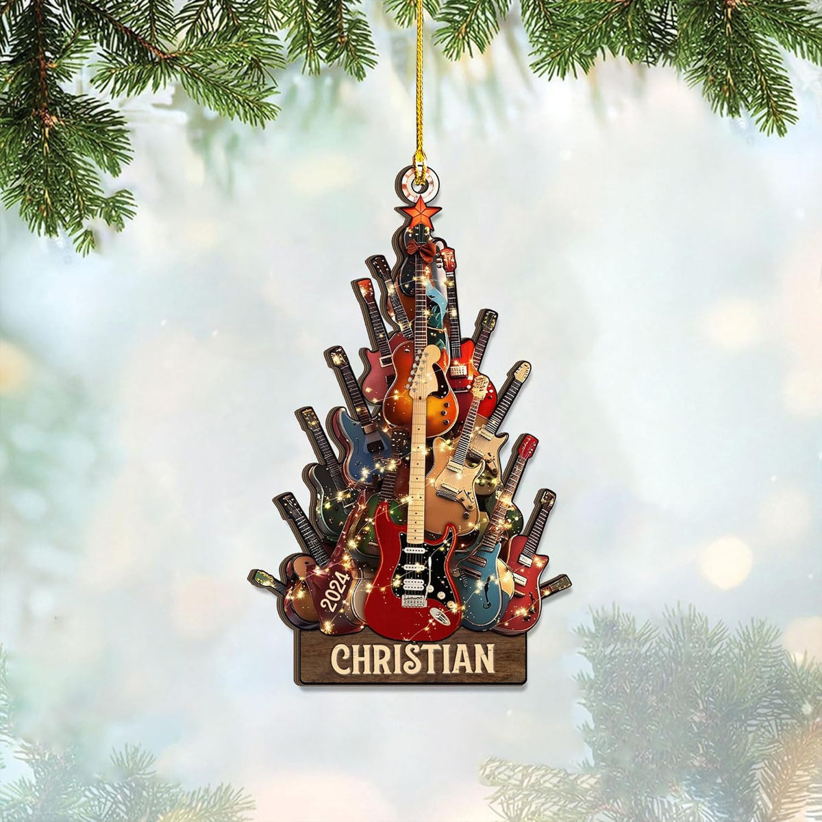 Personalized Guitar Ornament, Electric Guitar Ornament, Guitar Christmas Ornaments 2024, Acoustic Guitar Christmas Ornament, Guitar Christmas Ornaments Guitarist Gift Musical Instruments Xmas (G22)