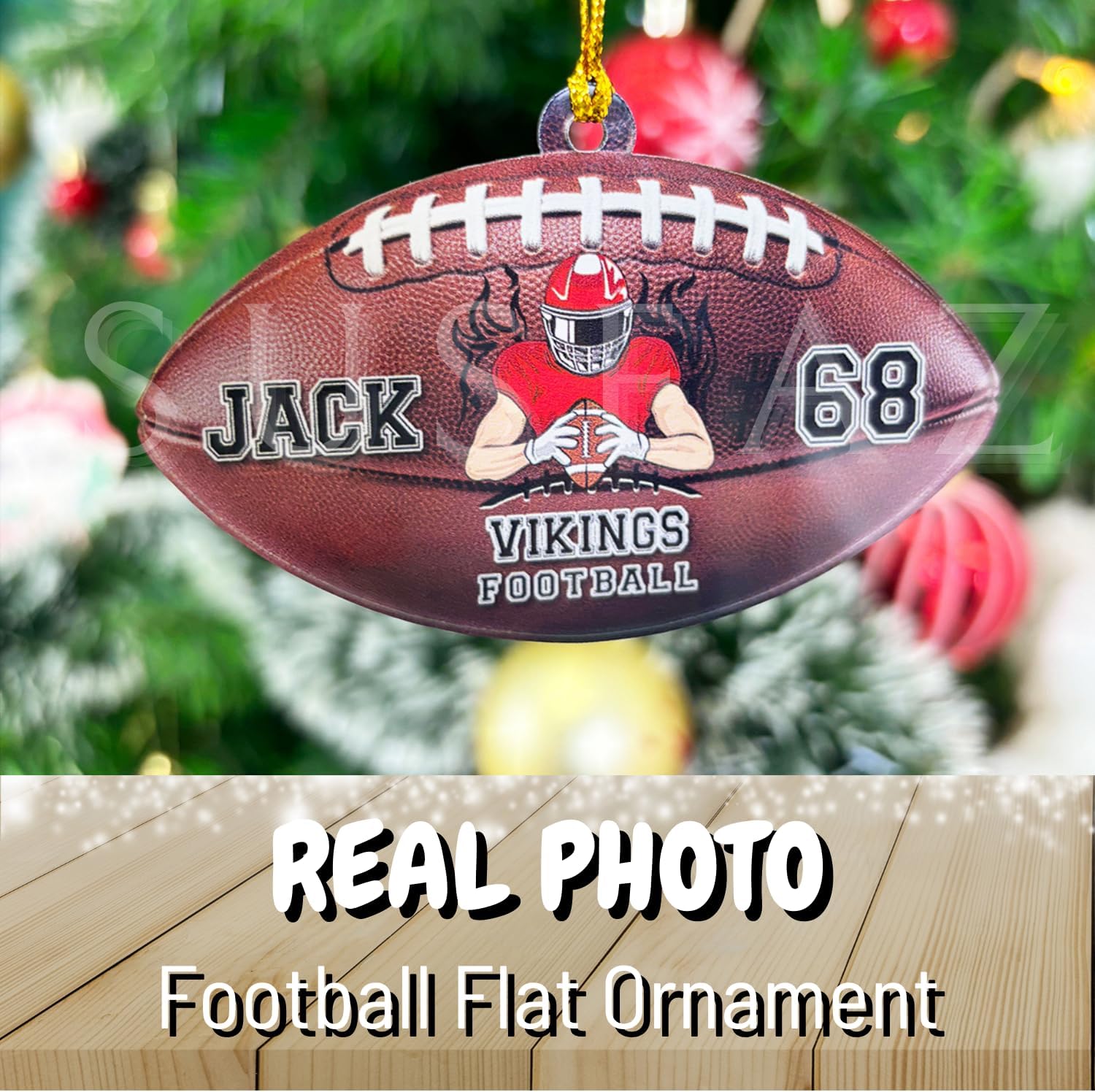 Suseaz Personalized Football Ornament 2024, Customized Football Christmas Ornaments, Football Ornament Christmas Hanging Décor Gift for Football Fans Football Gifts Gift for Football Player (ON180)