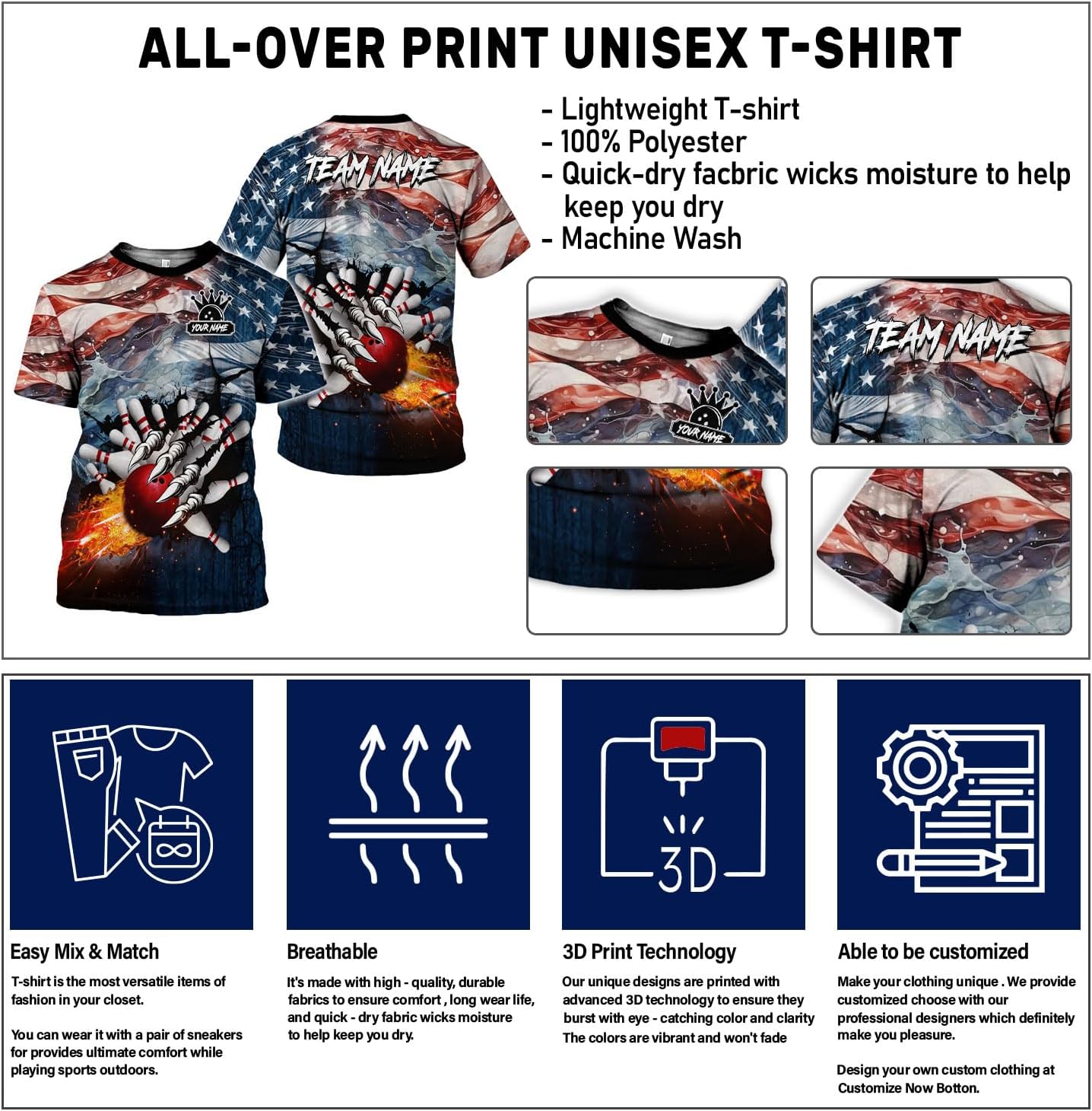 Mostprints Personalized Name Bowling Shirts for Men and Women 3D, Bowling Shirts for Team Bowling, Bowling Shirts Gift