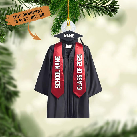 Ligthuy Personalized Graduation Ornament, Graduation Ornaments Class of 2024 2025, College Master Senior Year Christmas Ornament 2024 2025, Pine Hanging Decoration for Xmas (Graduation 4)