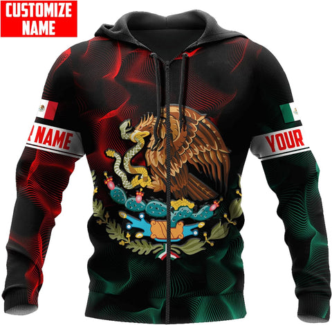 Personalized Name Mexican Hoodie 3D, Customized Mexican Hoodies for Men, Unisex Mexico Hoodie, Mexico Hoodies for Men, Mexico Flag Unisex Hoodie, Zip Hoodie, Sweatshirt, T shirt, Multicolor, 5X-Large