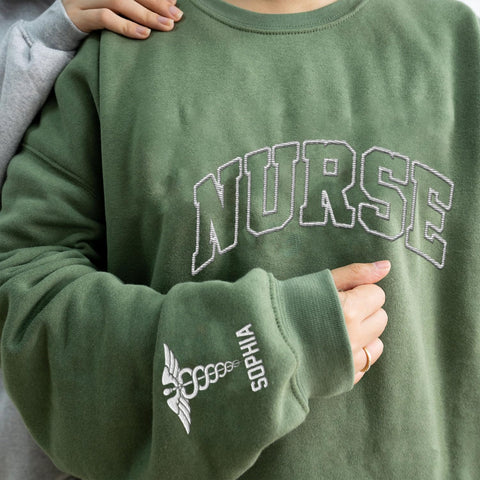 AOVL Personalized Embroidered Nurse Sweatshirt Women Nurse Sweatshirt Embroidered Sweatshirt For Nurse Nurse Shirts Gift