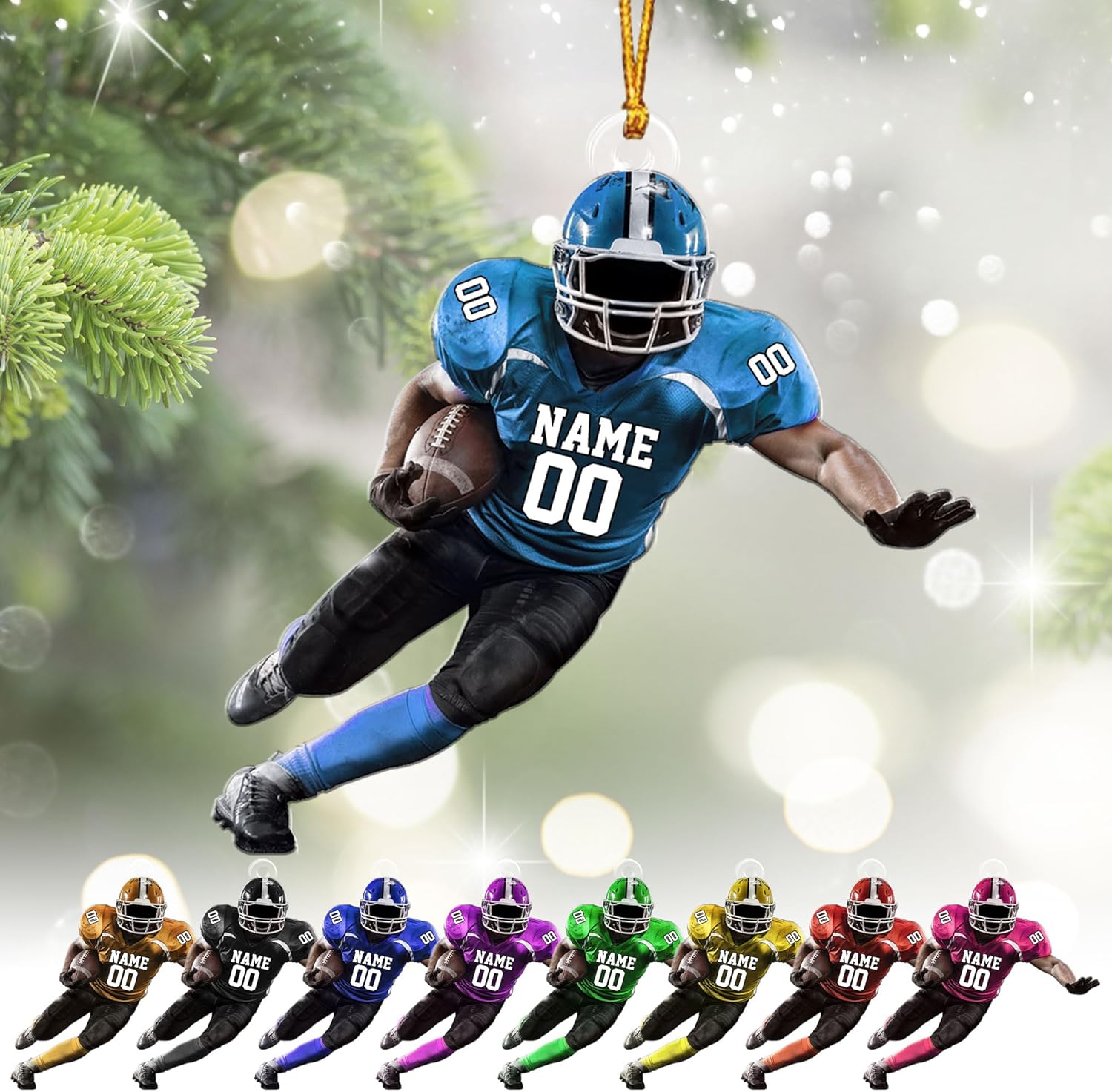 Artparel Personalized Football Ornament Customized Football Christmas Ornaments Football Ornament Christmas Hanging D��cor Gift for Football Fans Football Gifts Gift for Football (FBH 1)