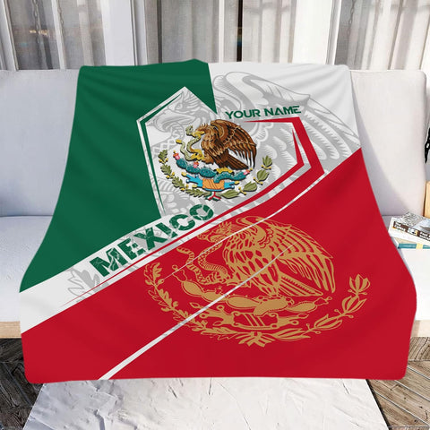 Personalized Name Mexico Blanket for Men and Women, Customized Mexico Blankets, Mexico Flag Mexican Flag Blanket Funny Gift Fuzzy Plush Soft Micro Fleece Sherpa Blanket Bed Throw1 (MXBL07)