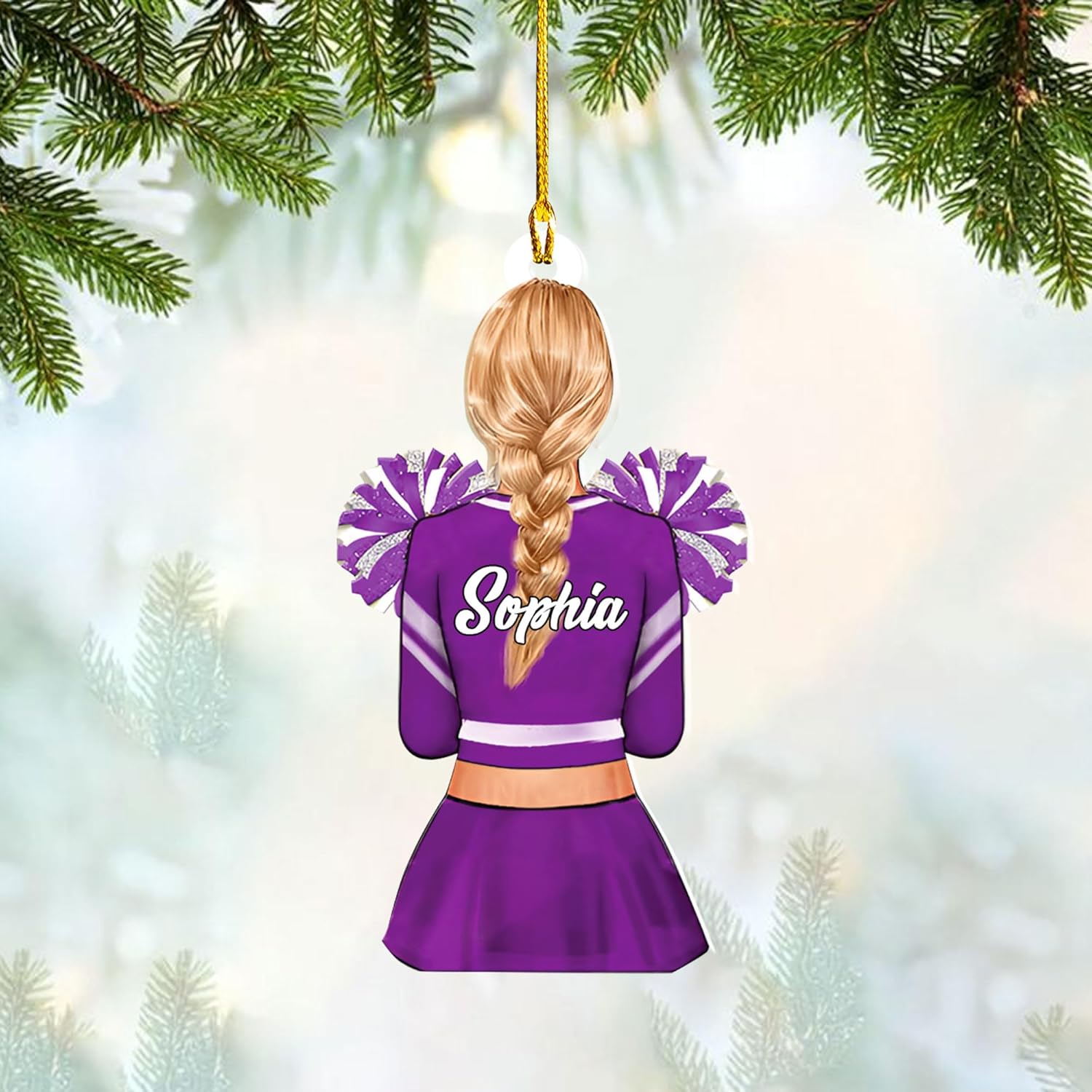 RoyalBro Personalized Cheerleader Christmas Ornament 2023, Cheer Girl Dancer with Pompom, Cheerleading Lovers Ornaments Cheerleading Ornament Gift Cheer Cheerleader Ornaments Xmas (C17)