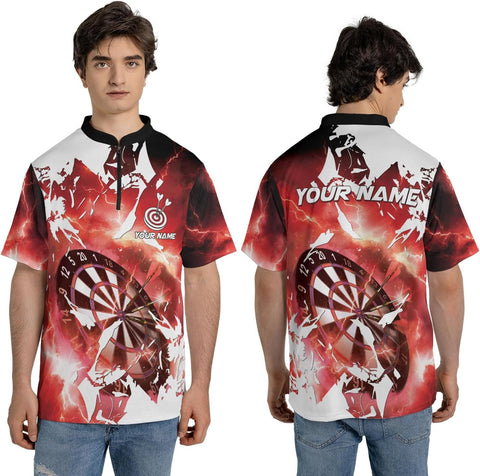 Artparel Custom Dart Shirts for Men Dart Bowling Jersey 3D Shirts Mens Darts Quarter-Zip Shirt Darts Jerseys with Team Name