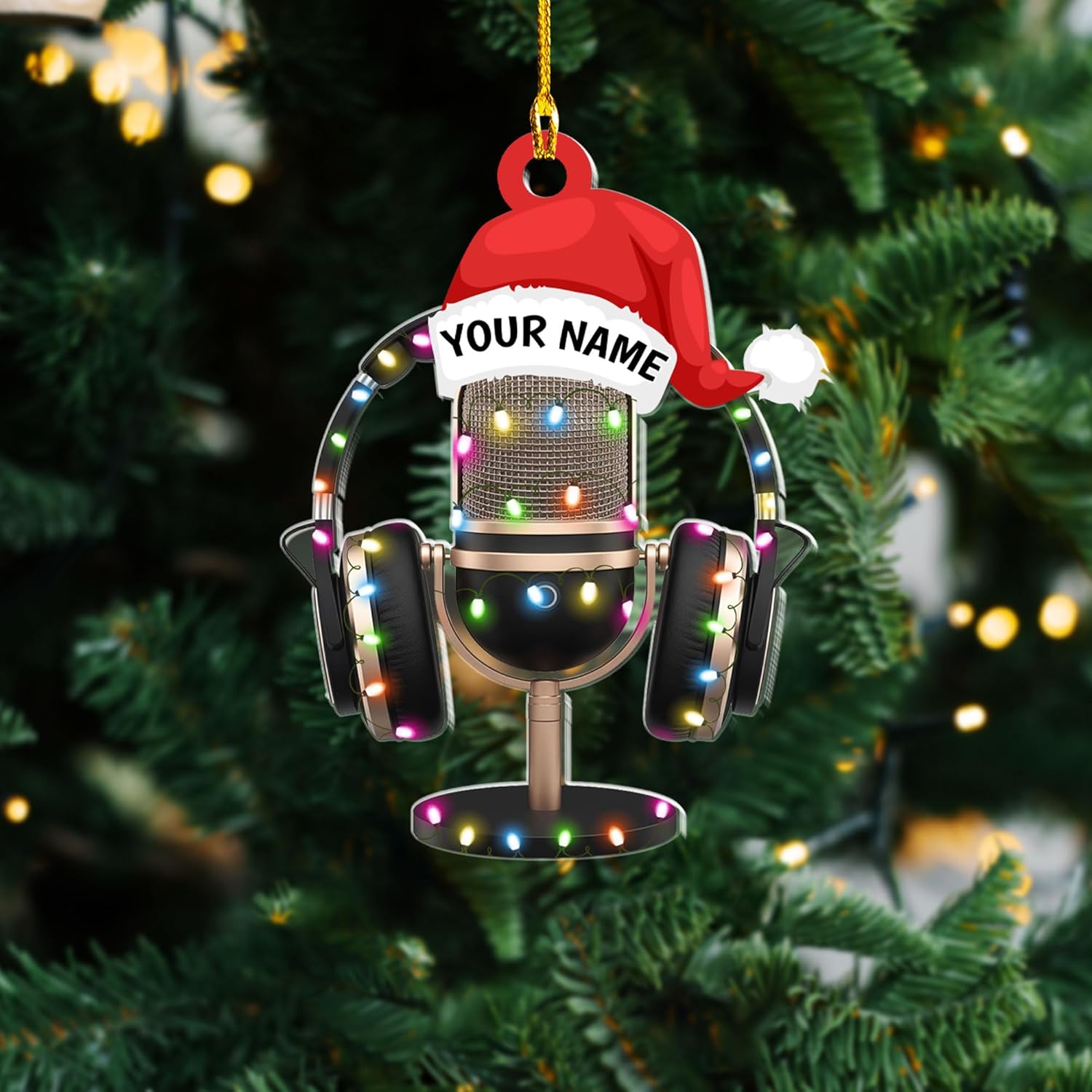 Personalized Microphone Ornament 2024 Singing Christmas Ornament Microphone Christmas Ornament Singing Ornament Concert Christmas Ornament Music Symbol Ornament (Acrylic, Style 2)