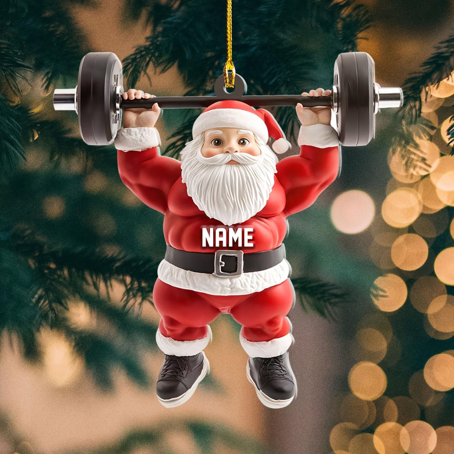 AOVL Personalized Weight Plate Ornament Weight Ornament Fitness Gift for Gym Ornament Merry Liftmas Christmas Hanging Ornaments Weight Plates Ceramic Ornament (DF11)