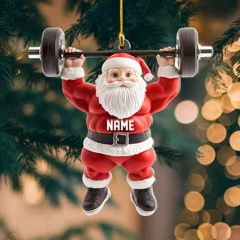 AOVL Personalized Weight Plate Ornament Weight Ornament Fitness Gift for Gym Ornament Merry Liftmas Christmas Hanging Ornaments Weight Plates Ceramic Ornament (DF11)