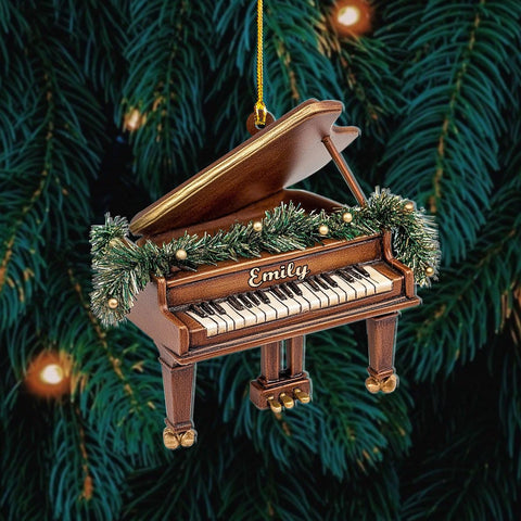 Podagree Personalized Piano Ornament, Custom Piano Ornament Piano Christmas Ornament 2023, Music Instrument Player Keyboard Ornament Decor, Gift for Piano Lover, Music Lovers (PAN6)