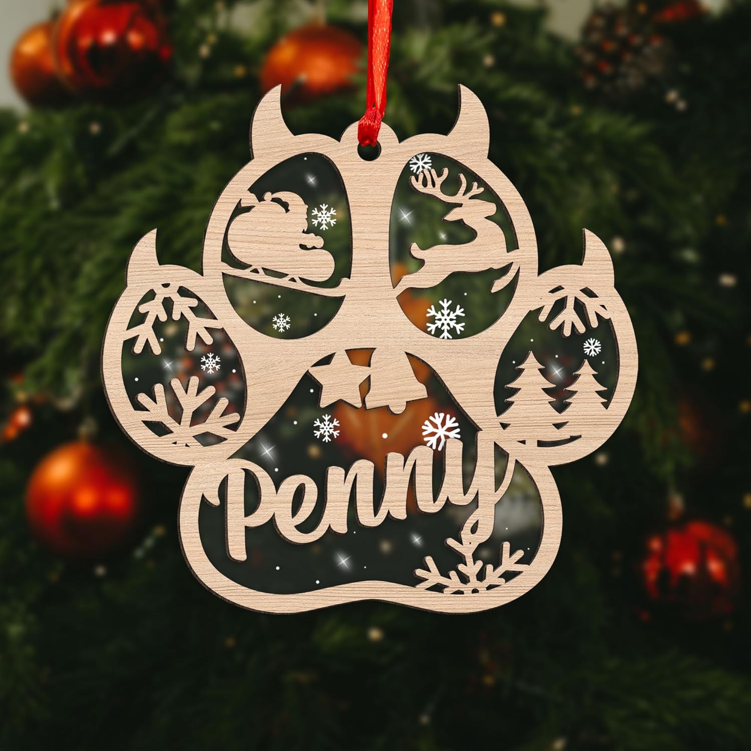 Royal Fight Personalized Dog Cat Paw Ornament Christmas Customized Memorial Dog Ornament for Christmas Tree Dogs Cat Pet Name Ornaments Dog Cat Ornaments (Dog 1)