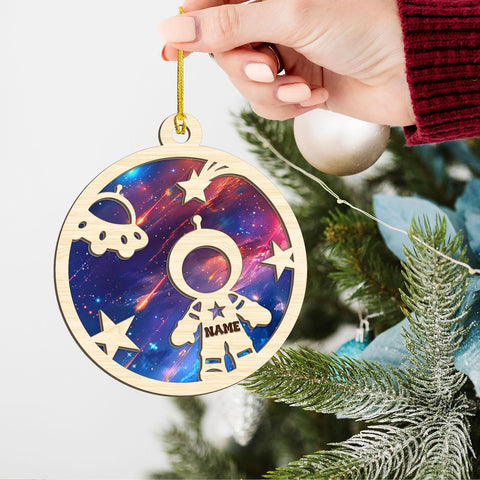 Personalized Astronaut Christmas Ornaments 2024, Rocket Spaceship Ornament, Astronaut Suncatcher Ornament, Galaxy Space Astronaut Ornament, Astronaut Resting On Moon Ornament (Astronaut 7)