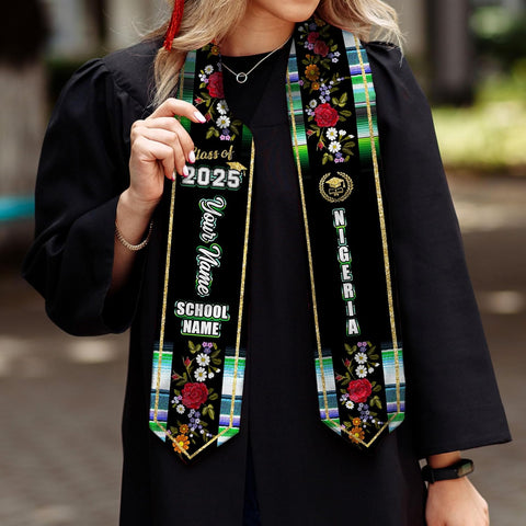 Pretyprints Custom Nigerian Graduation Sash, Nigeria Graduation Stole Customize, Nigerian American Flag Graduation Sash 2025