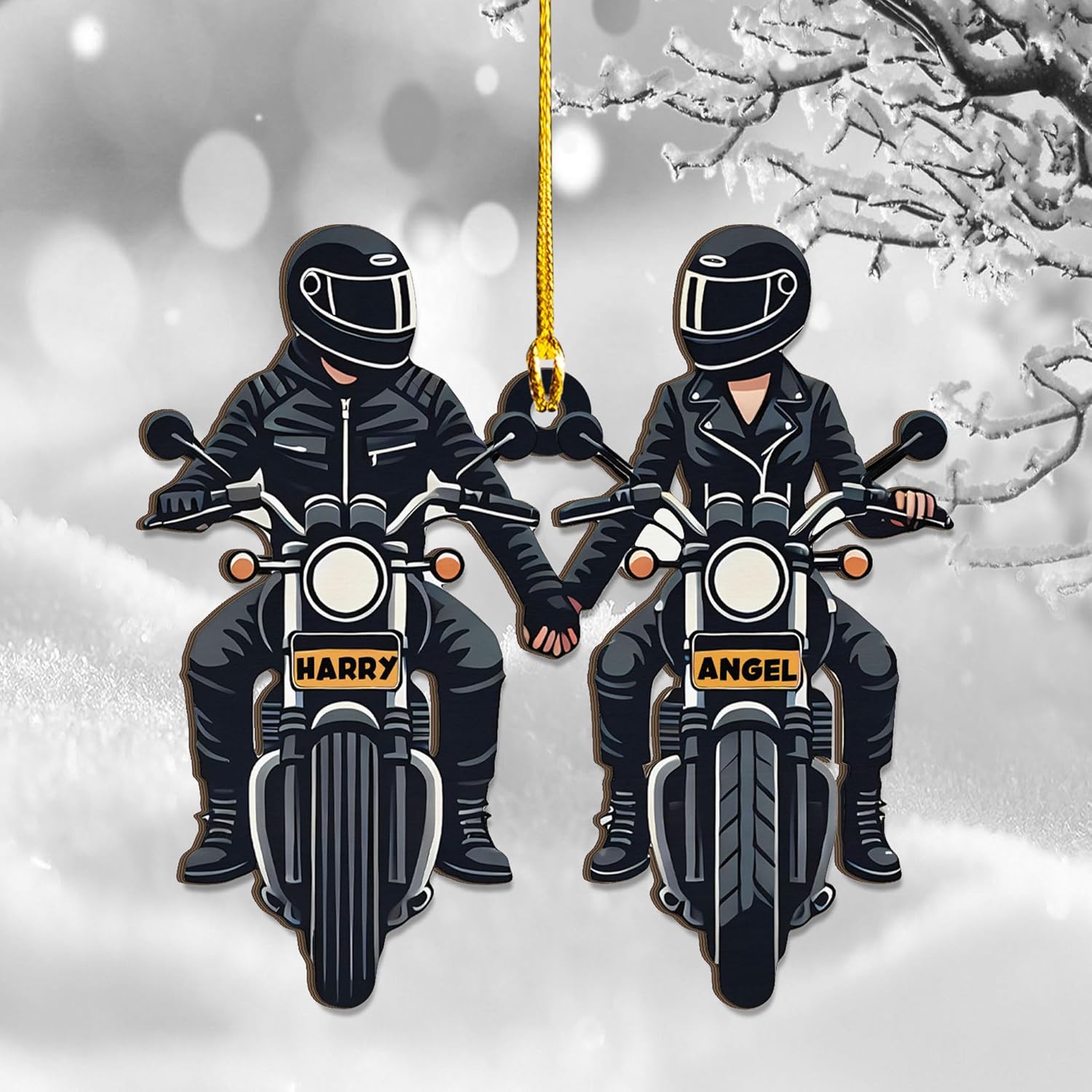 Personalized Couple Motorcycle Christmas Tree Ornaments, Dirt Bike Ornament, Custom Motocross Ornament, Motorcycle Flat Christmas Ornament 2024 Gifts Xmas (M8)