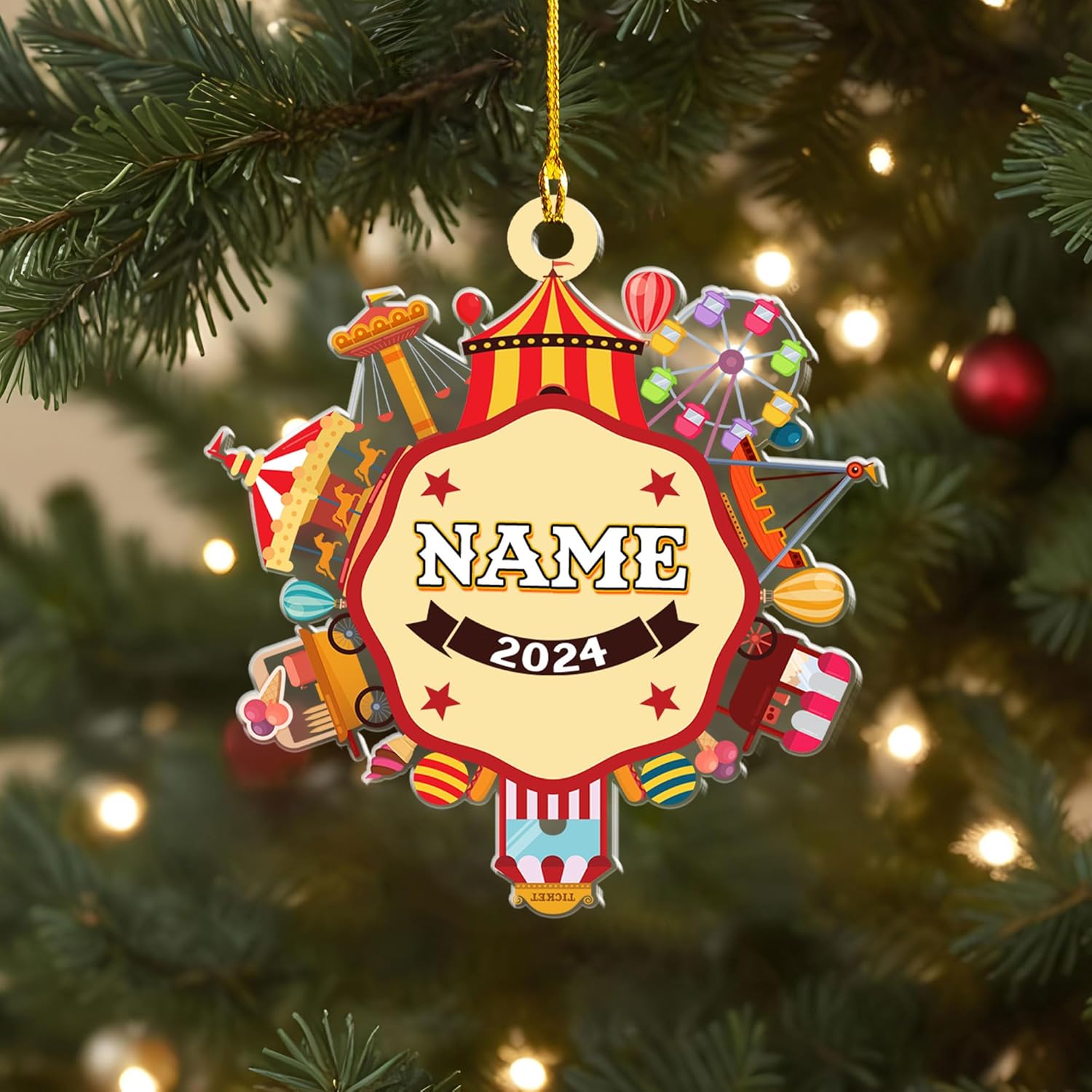 Intenprints Personalized Circus Ornament, Carnival Circus Gift for Boys Girls Welcome to The Carnival, Clown Performers Carnival Party Decoration (Acrylic, Style 12)