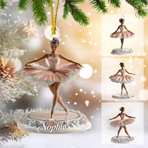 Tinoshop Personalized Dance Ornament 2024, Ballet Poses Suncatcher Ornament for Christmas Tree, Ballet Dance Dress Ballerina Ornament, Ballet Shoes Ornament, Keepsake for Ballet Dancers (ON887)