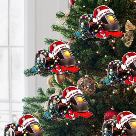 MoonArt Personalized Christmas Welder Ornament with Name, Custom Welder Gifts, Welder Christmas Birthday Gift for Men Dad, Welder Ornaments for Christmas Tree, 2D Acrylic Wood Ornament (WD5)