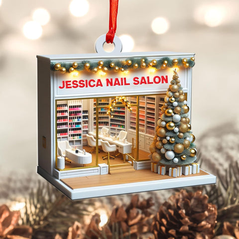 Personalized Nail Salon Ornament, Nail Polish Bag Christmas Ornament, Gifts for Nail Technician, Beauty Ornaments for Women, Nail Tech Gifts, Nail Salon Ornament Décor (1, NS5)