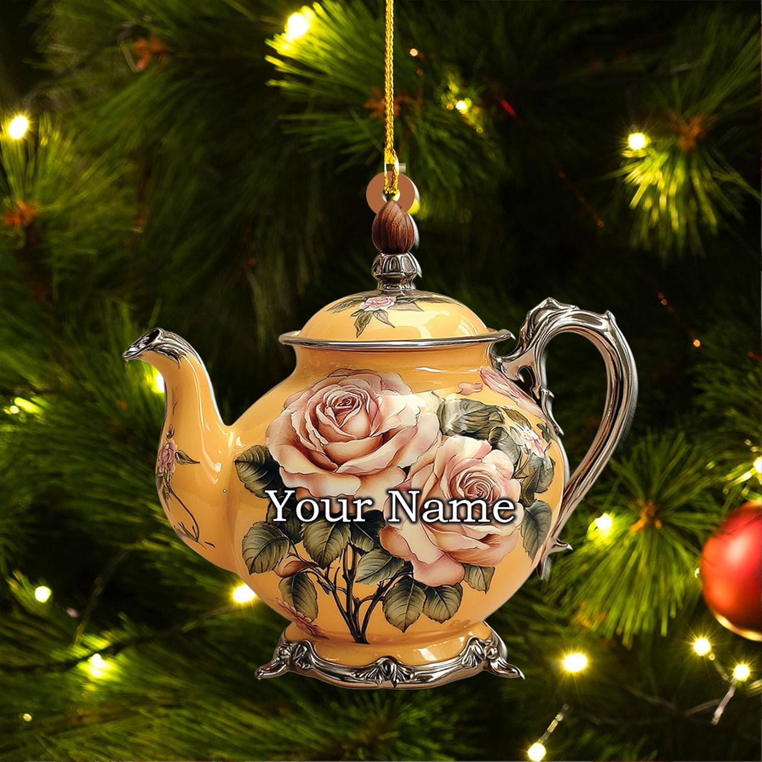 Personalized Cookware Silver Kettlea Ornament, Kitchen Aid Teapot Kettle Kitchen Stove Glass Xmas Decor, Cooking Tea Kettle Ornament (Acrylic, Style 4)