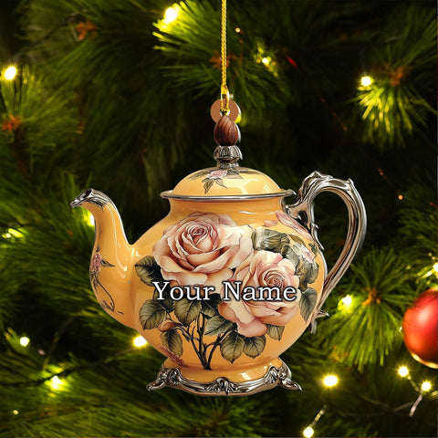 Personalized Cookware Silver Kettlea Ornament, Kitchen Aid Teapot Kettle Kitchen Stove Glass Xmas Decor, Cooking Tea Kettle Ornament (Acrylic, Style 4)