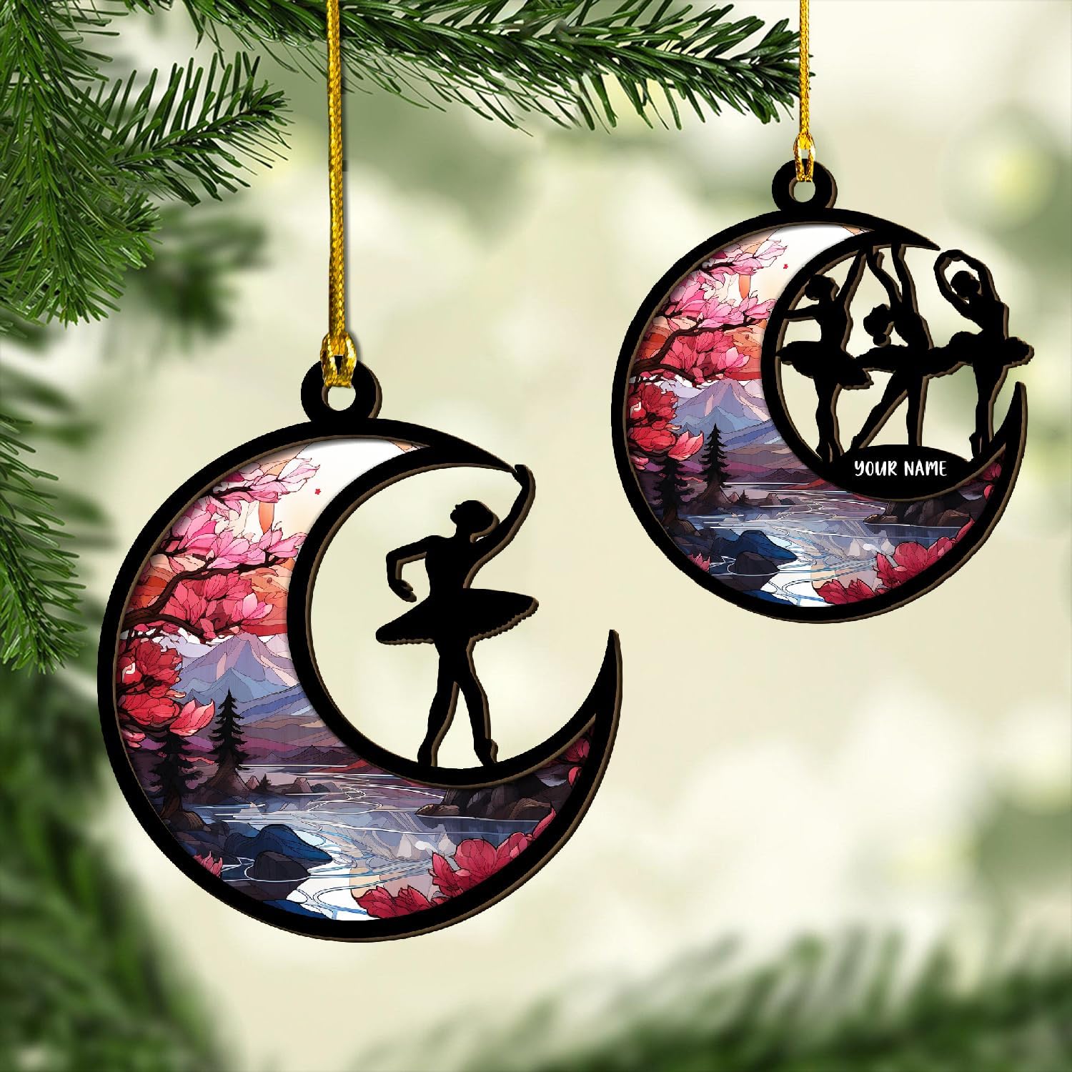 Tinoshop Personalized Dance Ornament 2024, Ballet Poses Suncatcher Ornament for Christmas Tree, Ballet Dance Dress Ballerina Ornament, Ballet Shoes Ornament, Keepsake for Ballet Dancers (ON297)