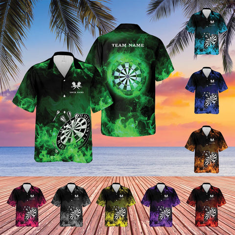 Generic Personalized Dart Hawai Shirt - Men's Unisex-Adults Hawaiian Dart Team League Hawaiian Shirt - Short Sleeve Button Down - Multi, Large