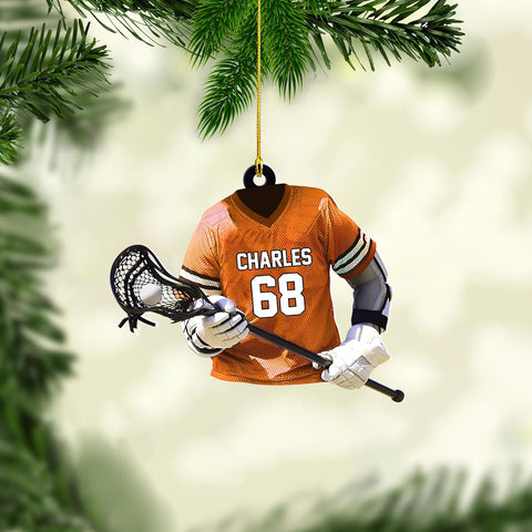 Artparel Custom Lacrosse Uniform Ornaments 2024 Lacrosse Gloves and Stick Acrylic Ornament Lacrosse Player Ornament Gifts for Lacrosse Lovers Lacrosse Sport Gifts (LC17)