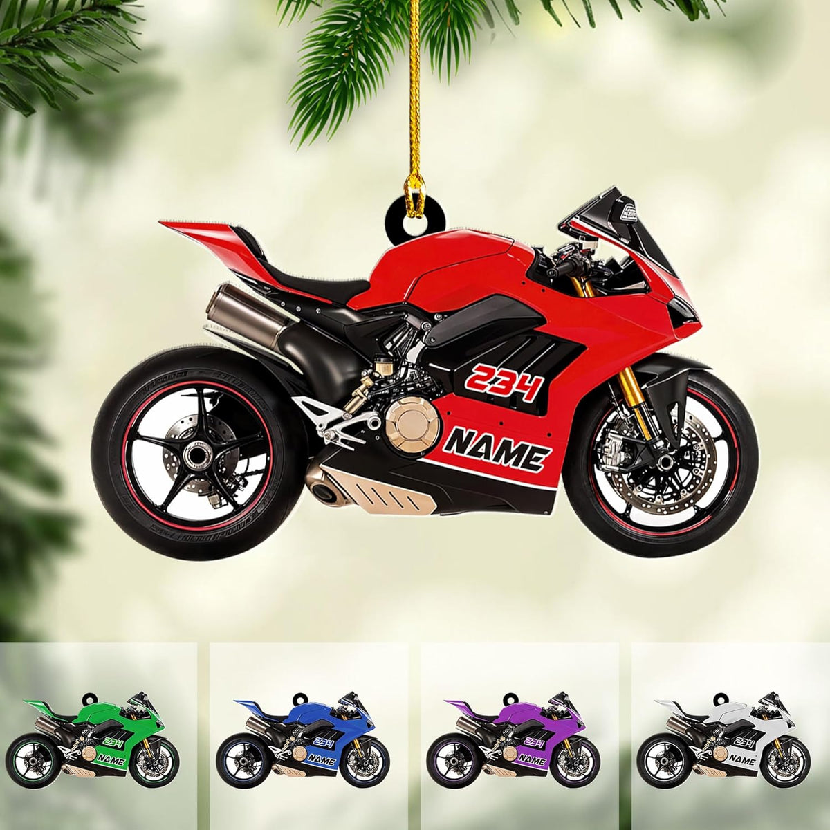 Artparel Custom Motorcycle Ornaments 2024 Motorcycle Ornaments for Christmas Tree Personalized Dirt Bike Ornament Motocross Christmas Ornament Biker Ornament (MC11)